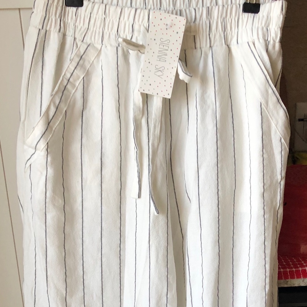 Wide-Leg Linen-Blend Pull-On Beach Pants